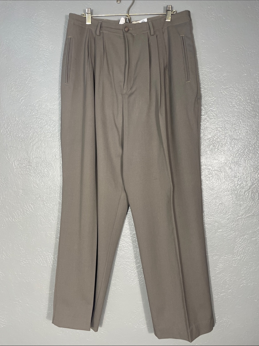 Vintage LL Bean Pants Womens 16 Brown 100% Wool Pleated Trousers Made USA